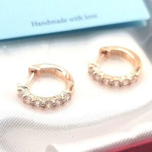 Sterling silver 925 gold plated huggie hoop cubic zirconia earrings.